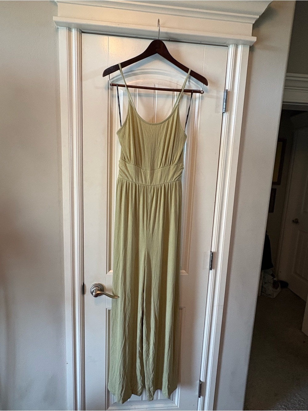 Forever 21 Light Olive Spaghetti Strap Wide-Leg Jumpsuit